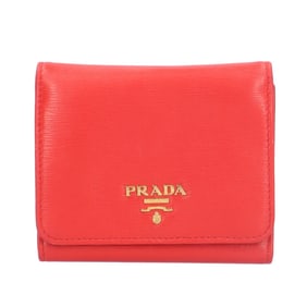 Pre-owned Prada leather tri-fold wallet, 1MH176, for women.