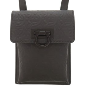 Excellent condition Salvatore Ferragamo Gancini embossed leather black shoulder bag, 2036.