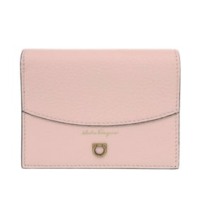 Unused Salvatore Ferragamo Gancini Compact Wallet 220160 Pink Leather Bifold 0307Salvatore