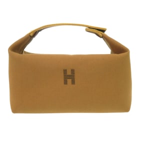 Like new Hermès Bride A Black GM handbag in brown cotton with silver hardware, model 0298HERMES