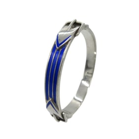 Excellent condition Gucci belt motif bangle in 925 silver with blue accents, 0514GUCCI