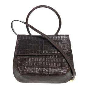 Excellent condition Salvatore Ferragamo crocodile-embossed leather brown handbag/shoulder bag