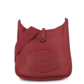 Hermes Hermès Evelyne 3 PM Shoulder Bag in Rouge H/Clemence Leather, Stamped with M
