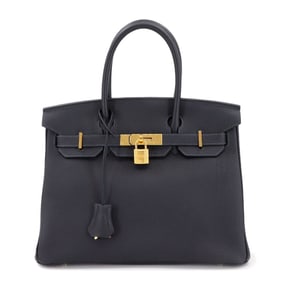 Hermes Hermès Birkin 30 Togo Bleu Nuit handbag with B stamp and gold hardware