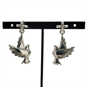 Tiffany & Co. Bird Pigeon Cross Earrings in SV925, 10.9g, Paloma Picasso Sterling Silver, for Women