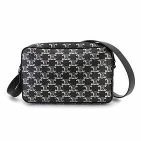 Celine Triomphe Horizontal Shoulder Bag in Black PVC and Leather