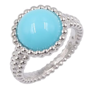 Van Cleef & Arpels Perle Couleur Turquoise Ring, 18K White Gold, Turquoise, Women's, Silver, Blue