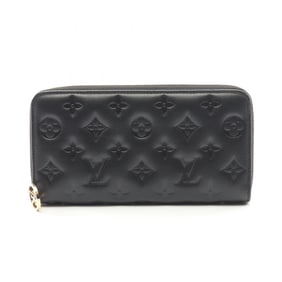 Louis Vuitton Coussin Zippy Wallet, Round Long Leather, Monogram Embossed, Women's, Black, M81510