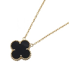 Van Cleef & Arpels Vintage Alhambra Onyx Necklace, 18K Yellow Gold, Women's, Gold and Black,
