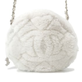 CHANEL Chain Shoulder Bag Coco Mark Coconege Shearling AS4279 White