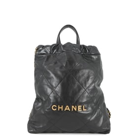Chanel Backpack 22 Small Shiny Calfskin AS3859 CHANEL Bag Black