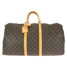 LOUIS VUITTON Monogram Keepall 55 Brown Leather with Gold Hardware, M41424 Boston Bag/Travel Bag for