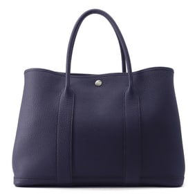 Hermes Hermès Garden PM Tote Bag, Blue Indigo/Negonda, Y Stamp