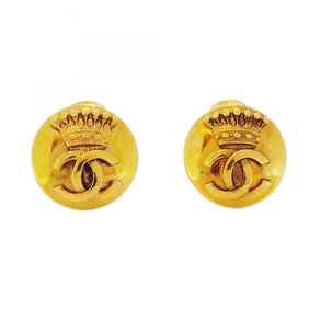 Chanel Coco Mark Circle Earrings, GP Plated Gold for Women