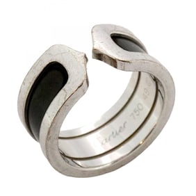 Cartier Ring, 2C, Black Lacquer, 18K White Gold, Black, #49, Women's, P1801455