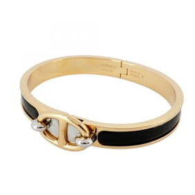 Hermes Chaine d'Ancre Mini Click PM Bangle in GP-plated Gold and Black for Women, P1696722