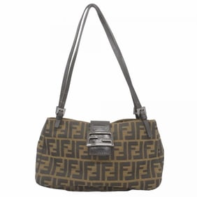 Fendi Zucca Nylon Canvas Shoulder Bag, Brown, Women's