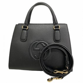 Gucci Soho Handbag 607722 Leather Black 2-Way Bag for Women
