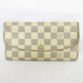 LOUIS VUITTON Damier Azur Portefeuille Emily Bi-fold Long Wallet N63546 White Women's