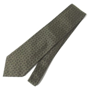 GUCCI Horsebit Jacquard Silk Tie, Khaki, Men's