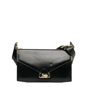Celine Carriage Hardware One-Shoulder Bag Black Leather Women's CELINE