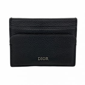 Christian Dior Business Card Case, Leather, Black, Men's and Women's