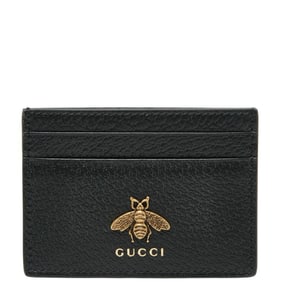 Gucci Animalier Bee Business Card Case 523685 Black Leather Women's GUCCI