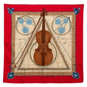 Hermes Hermès Carré 90 "La Musique des spheres" (Music of the Spheres) scarf/muffler in red and