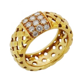 Tiffany Minnevalley Ring, 18KYG Yellow Gold with Diamonds, Size 15, Women's