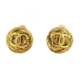 Chanel Coco Mark Circle Earrings, GP Plated Gold for Women