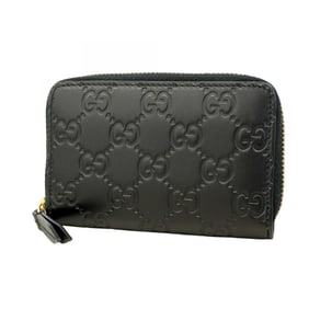 Gucci wallet/coin case Guccissima 447939 leather black women's