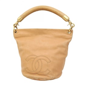 Chanel shoulder bag, leather, beige, women's