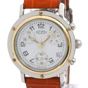 HERMES Clipper Chronograph Gold Plated Steel Ladies Watch Polished