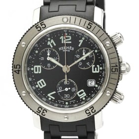 HERMES Clipper Diver Steel Rubber Quartz Mens Watch CL2.915 Polished
