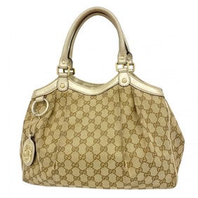 Gucci Tote Bag GG Canvas 211944 Beige Brown Women's
