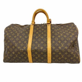 Louis Vuitton Monogram Keepall 55 Boston Bag M41424 Brown Men's and Women's