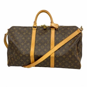 Louis Vuitton Monogram Keepall Bandouliere 50 Boston Bag M41416 Brown Men's and Women's