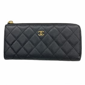 Chanel Matelasse Caviar Leather Long Wallet, Black, Women's