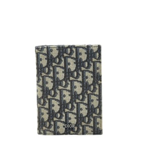 Christian Dior Dior Oblique Passport Case, Beige and Navy Canvas Leather, Women's,