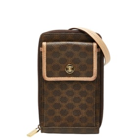 Celine Macadam Crossbody Shoulder Wallet Bag in Brown and Beige Leather for Women