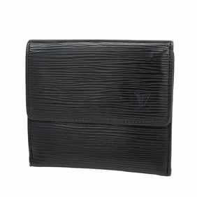 Louis Vuitton Epi Tri-fold Wallet Porte Monnaie Carte Credit M63482 Noir Women's