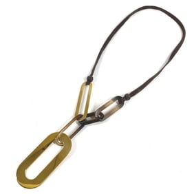 HERMES logo buffalo horn necklace, brown, for men and women