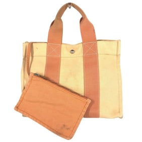 HERMES Coquillage PM Tote Bag with Pouch, Cotton, Orange, for Men and Women