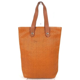 HERMES Amedaba PM Tote Bag, Handbag, Leather and Canvas, Men's Women's, Orange