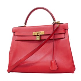 Hermes Hermès Kelly 32 Couchvel Red Handbag with ?S Stamp, 2-Way Bag for Women