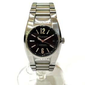 BVLGARI EG35S Ergon Date Automatic Watch, Black Dial, Men's Stainless Steel Silver