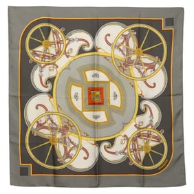 Hermès Carré 90 WASHINGTON'S CARRIAGE George Washington Carriage Scarf/Muffler Gray Multicolor