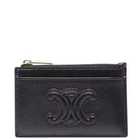 Celine Triomphe wallet/coin case, pass fragment black leather, women's, CELINE
