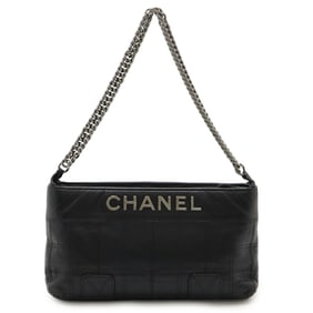 CHANEL Chocobar Chain Shoulder Bag in Black Leather
