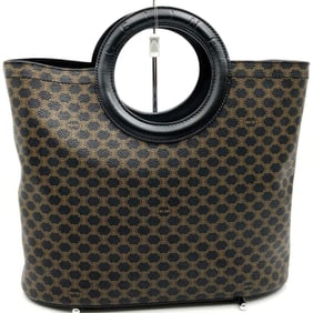 CELINE Macadam Circle Handle MC97/2 Handbag / Black Leather Women's